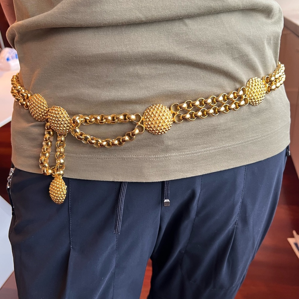 Gold Textured Belt with Decorative Spheres 40” aprox belt or necklace